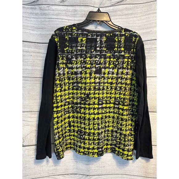 Kenneth Cole New York Long Sleeve Knit Top Black/Yellow Size S - Picture 3 of 3
